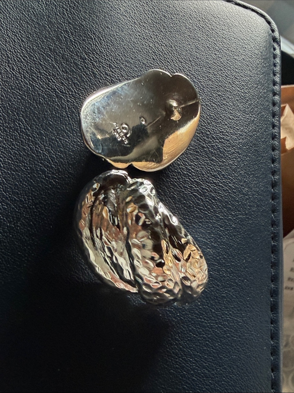Hammered Silver Organic Stud Earrings